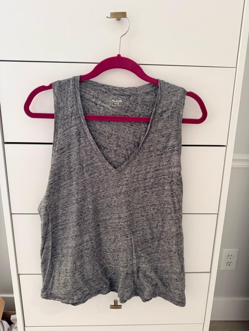 Madewell Women's Gray V-Neck Sleeveless Top- Size L